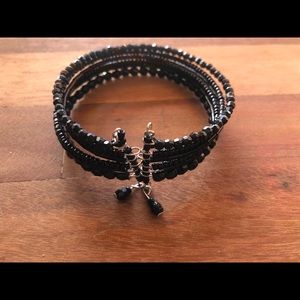 Black beaded cuff bracelet